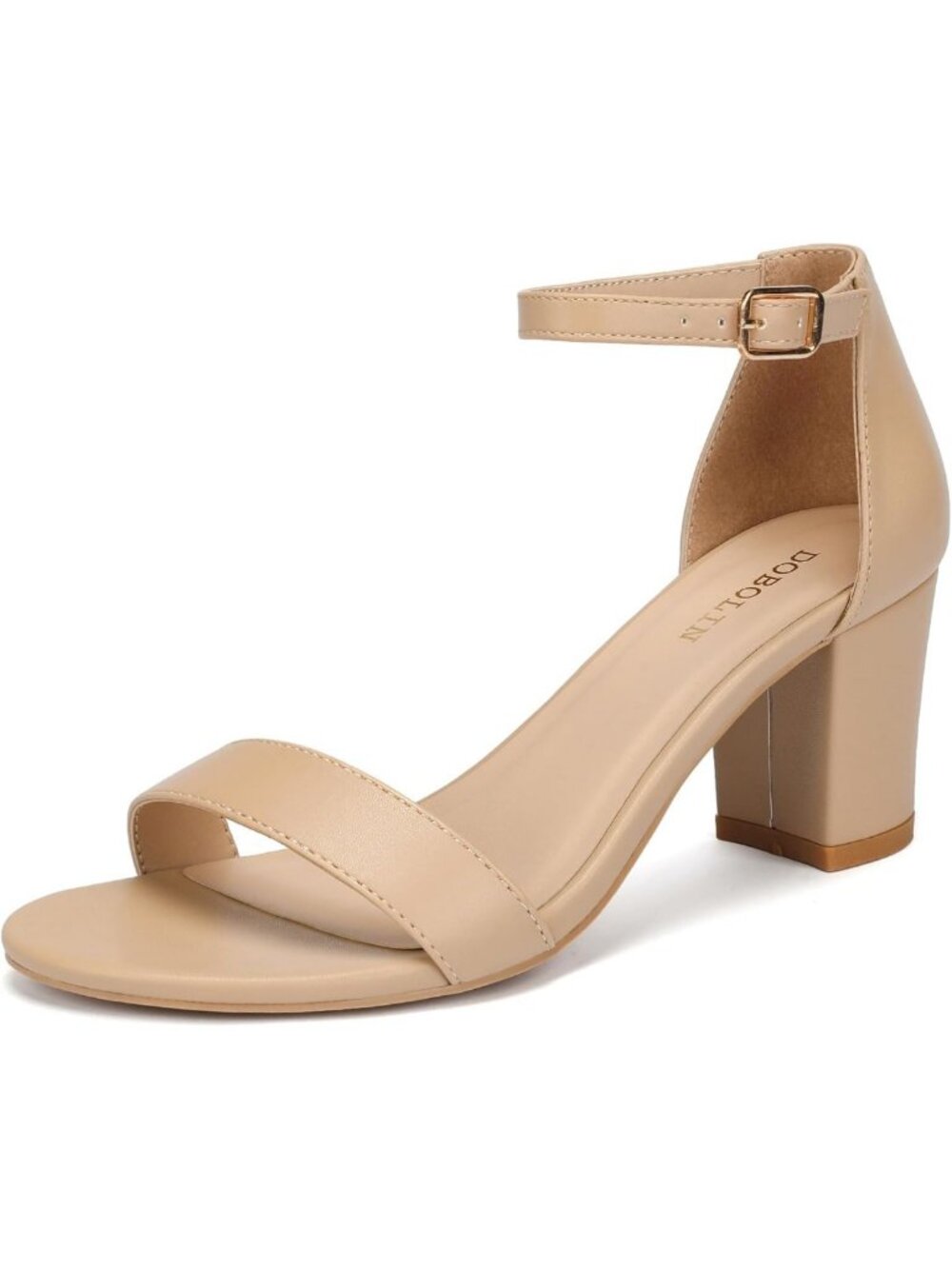 Stylish Open Toe Heeled Sandals with Ankle Strap - 2.5-Inch Chunky Heels, Wide